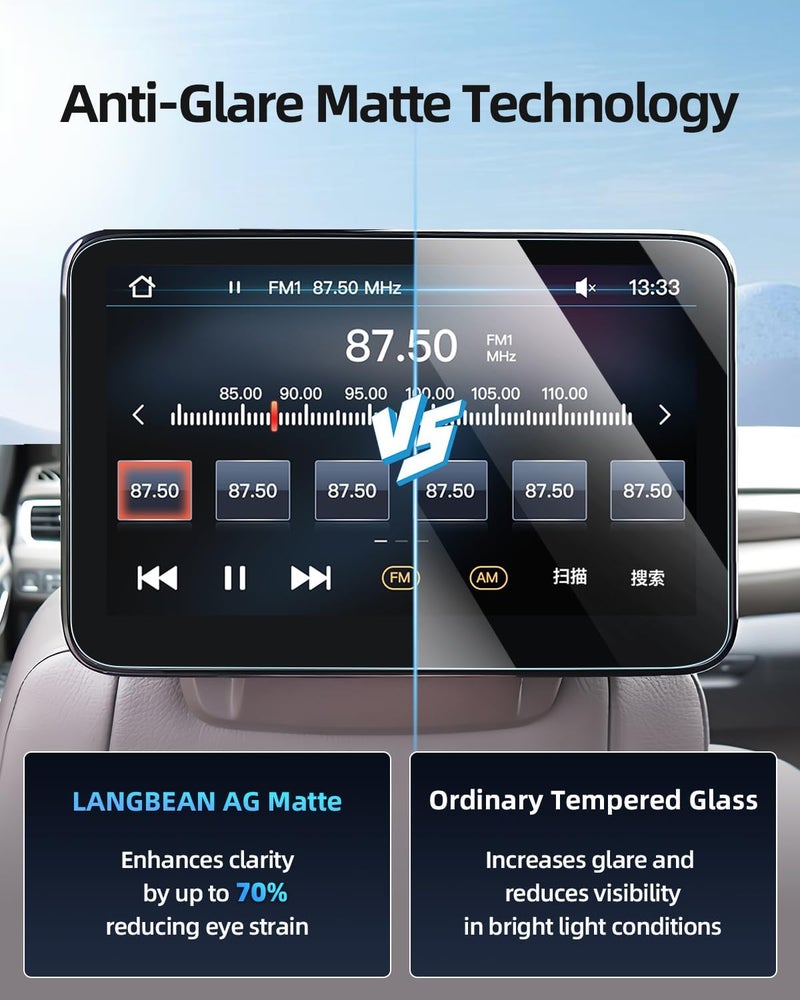 LANGBEAN 2PCS 12.6-Inch Anti-Glare Matte Rear Entertainment Touchscreen Protector for 2021-2025 Yukon(Denali/Denali Ultimate), 2023 2024 Yukon Accessories, 9H Tempered Glass/Anti-fingerprint - Image 3